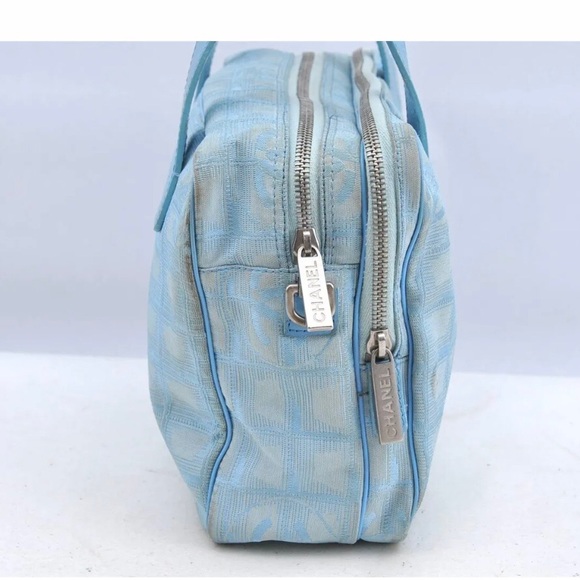 Authentic CHANEL New Travel Line 2Way Shoulder Hand Bag Nylon Leather Blue - Picture 12 of 12